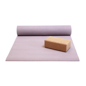 Lotus Basispakket yogamat en blok - lavendelpaars