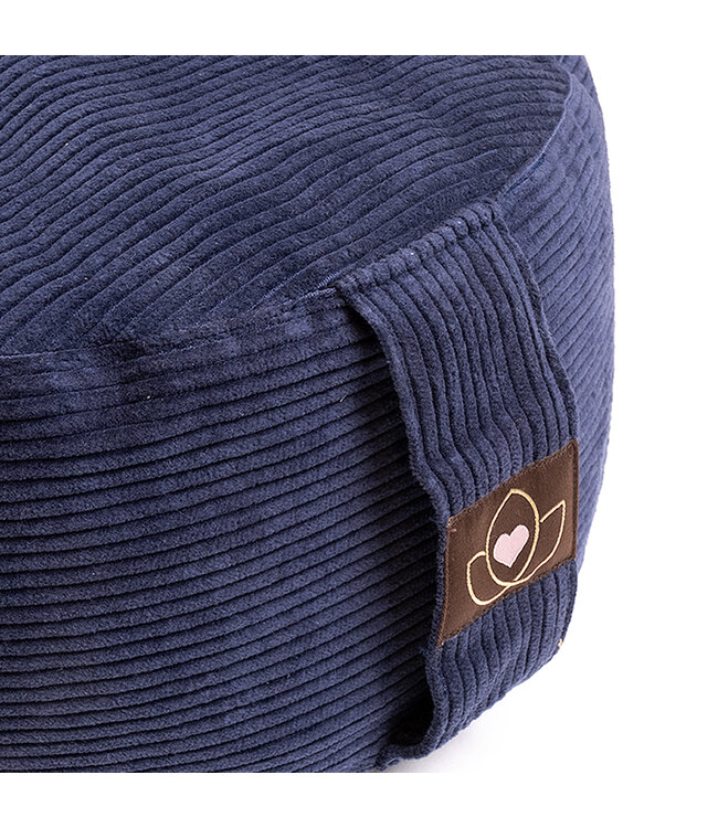 Meditatiekussen eco rib indigo rond - Lotus