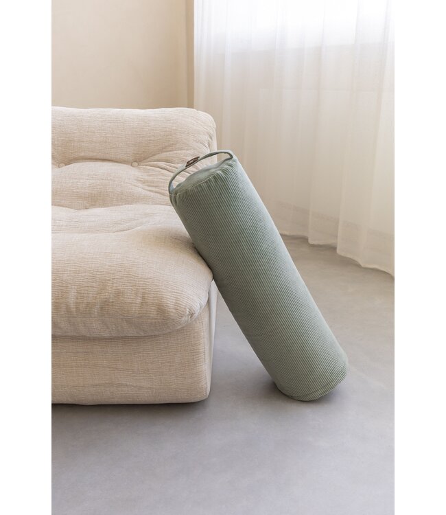 Bolster eco rib asgroen rond - Lotus