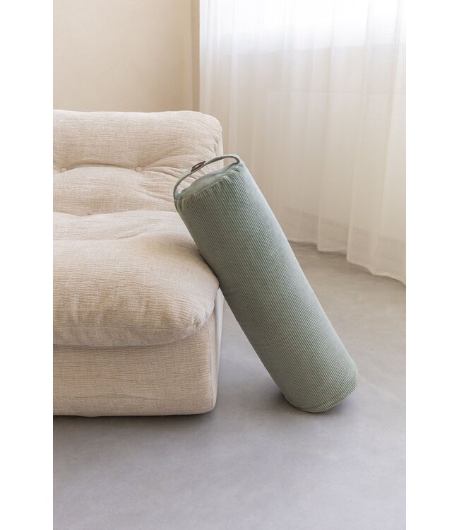 Bolster eco rib asgroen rond - Lotus