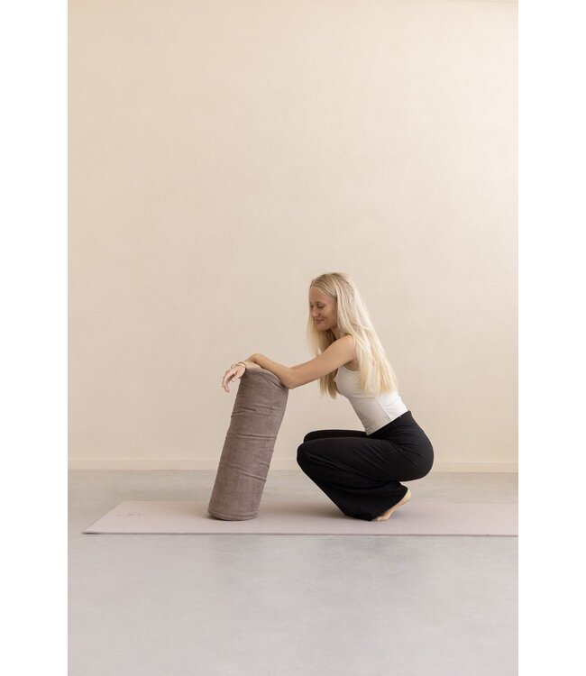 Bolster eco rib taupe rond - Lotus