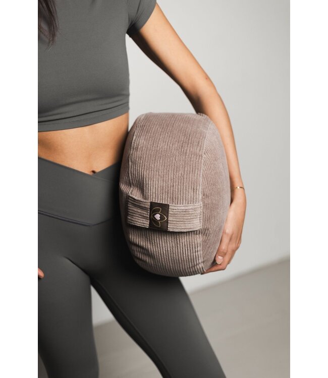 Meditatiekussen eco rib taupe rond - Lotus