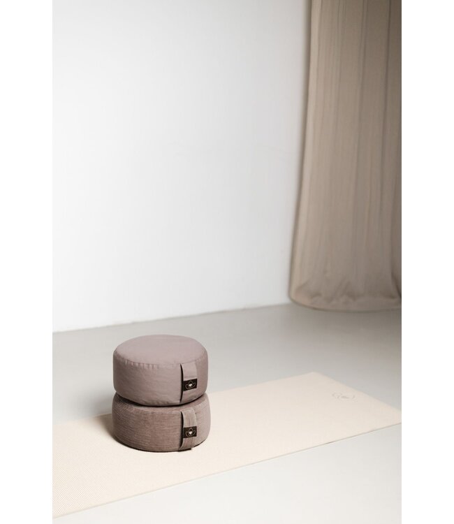 Meditatiekussen eco taupe rond - Lotus