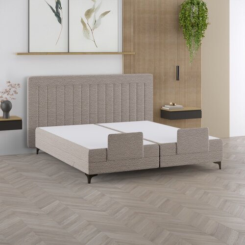M line Boxspring elektrisch Supreme 180x200 Alpine 01 naturel, Hoofdbord: Lines, poten design walnoot M line Boxspring elektrisch Supreme 180x200 Alpine 01 naturel, Hoofdbord: Lines, poten design walnoot