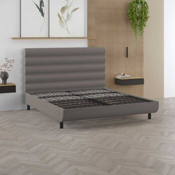 Tempur Arc 180x200 - Schotelbodems: elektrisch - Hoofdbord: Vectra - Stof: Warm Stone - Poten: Matte Black 12 - Showmodel