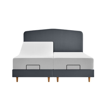 Tempur Boxspring Form elektrisch 180x200 - Hoofdbord: Geometric - Stof: Fabric Green - Poten: Oak 12cm - Incl. matrasstoppers - Showmodel