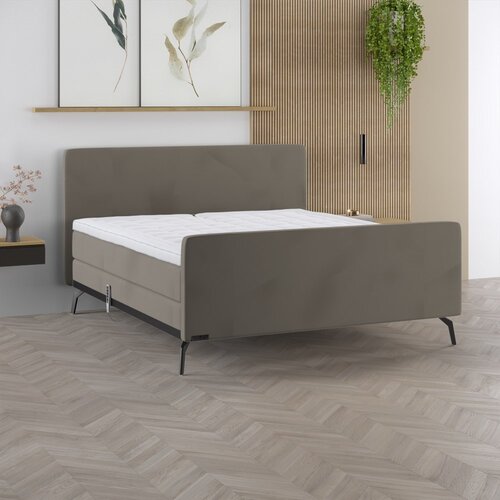 Caresse Boxpring 3010 elektrisch 180x200 - Stof: Vienna Desert 170 - Matrassen: 2x Pocket 500 Medium - Topper 750 Gelfoam 9 split - Led Square+uitstap