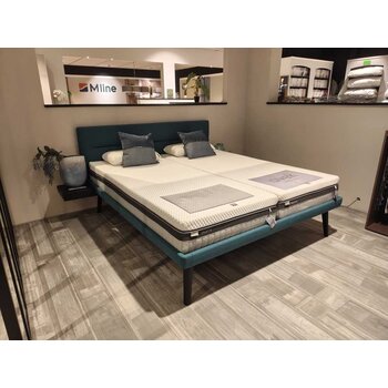Avek Bed Stiel Max - elektrisch + hangkastjes Stiel 180x210 - Stof: Jasmyn Petrol 56 - Designpoot Hoog - (excl matrassen) - Showmodel