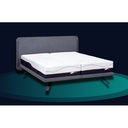 Showroom M line Bed Element Spirit 180x210 / 2M + 4M / Stof Soda Denim 153 / Poot Spider Metallic Asphalt 25 cm