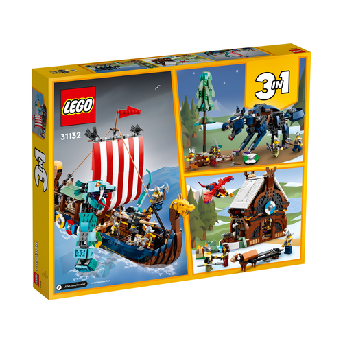 LEGO Creator 3 in 1 31132 Vikingschip en de Midgaardslang