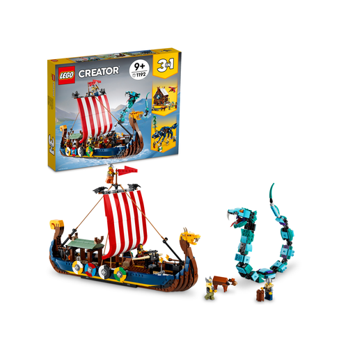 LEGO Creator 3 in 1 31132 Vikingschip en de Midgaardslang