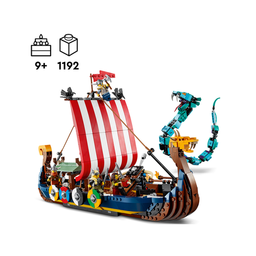 LEGO Creator 3 in 1 31132 Vikingschip en de Midgaardslang