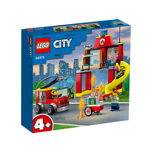 LEGO City Fire 60375 Brandweerkazerne en Brandweerwagen