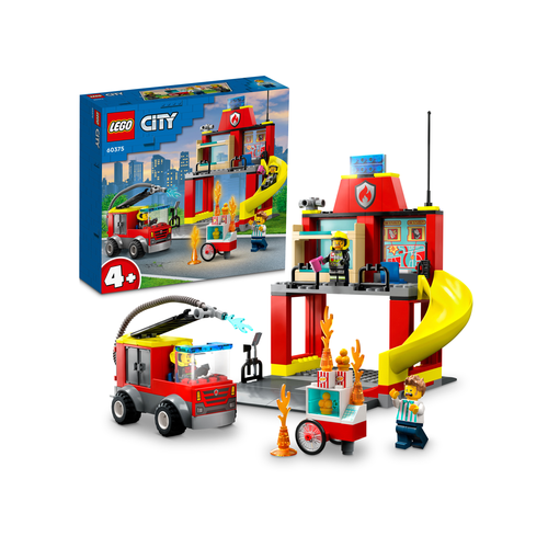 LEGO City Fire 60375 Brandweerkazerne en Brandweerwagen