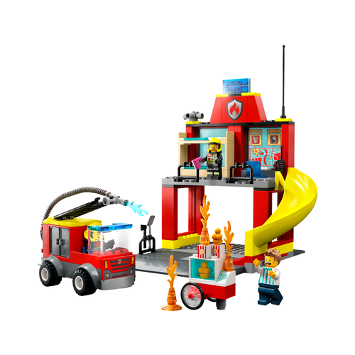 LEGO City Fire 60375 Brandweerkazerne en Brandweerwagen