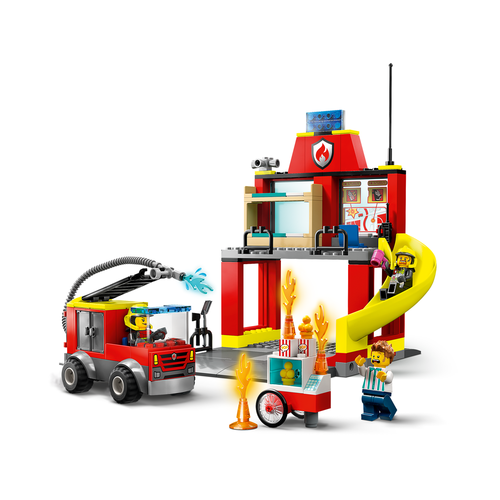 LEGO City Fire 60375 Brandweerkazerne en Brandweerwagen