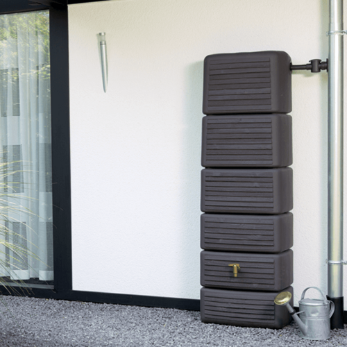 4Rain Regenton Slim - Wood Decor Dark - 350 Liter