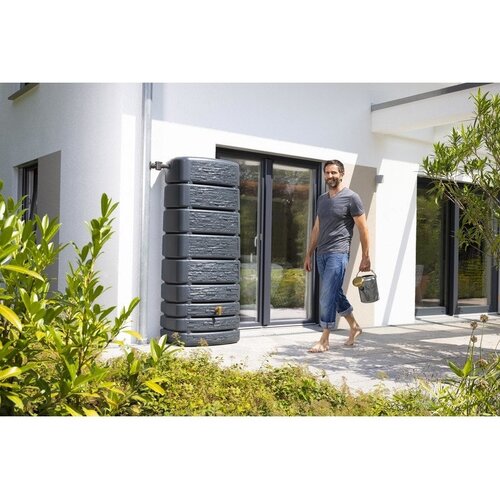 4Rain Regenton Slim 500 liter - Stone Decor - Antraciet