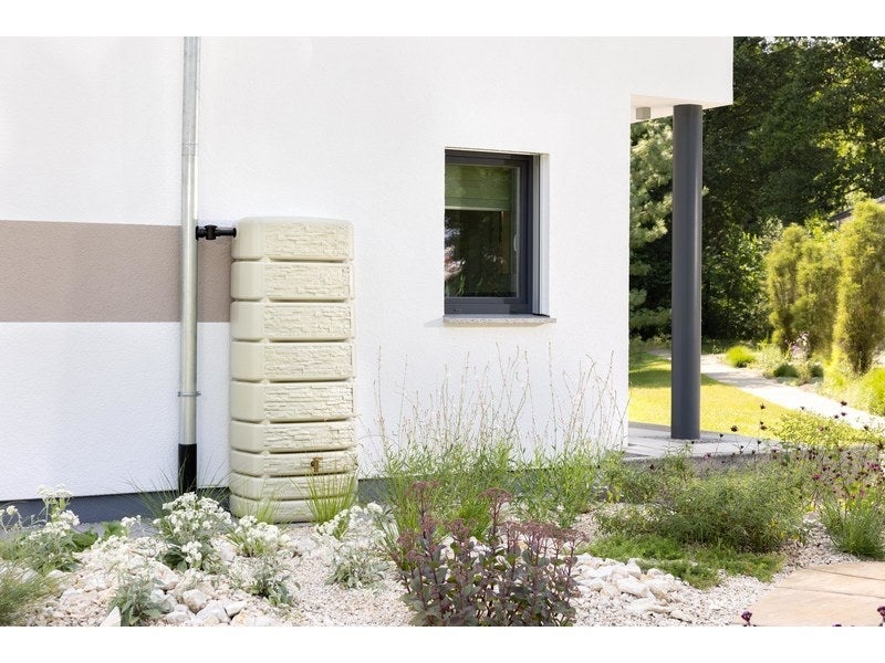 4Rain 4Rain Regenton Slim 500 liter - Stone Decor - Beige