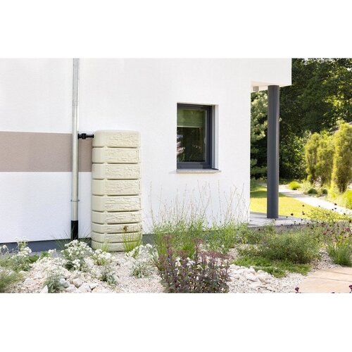 4Rain 4Rain Regenton Slim 500 liter - Stone Decor - Beige