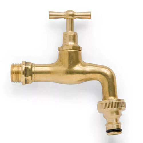 De Wiltfang Tapkraan messing 3/4" + Snelkoppeling
