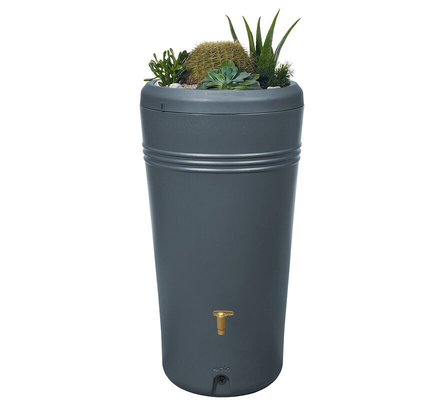 Regenton met Plantenbak Azura - 230 liter - Antraciet