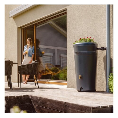 Garantia Regenton met Plantenbak Azura - 230 liter - Antraciet