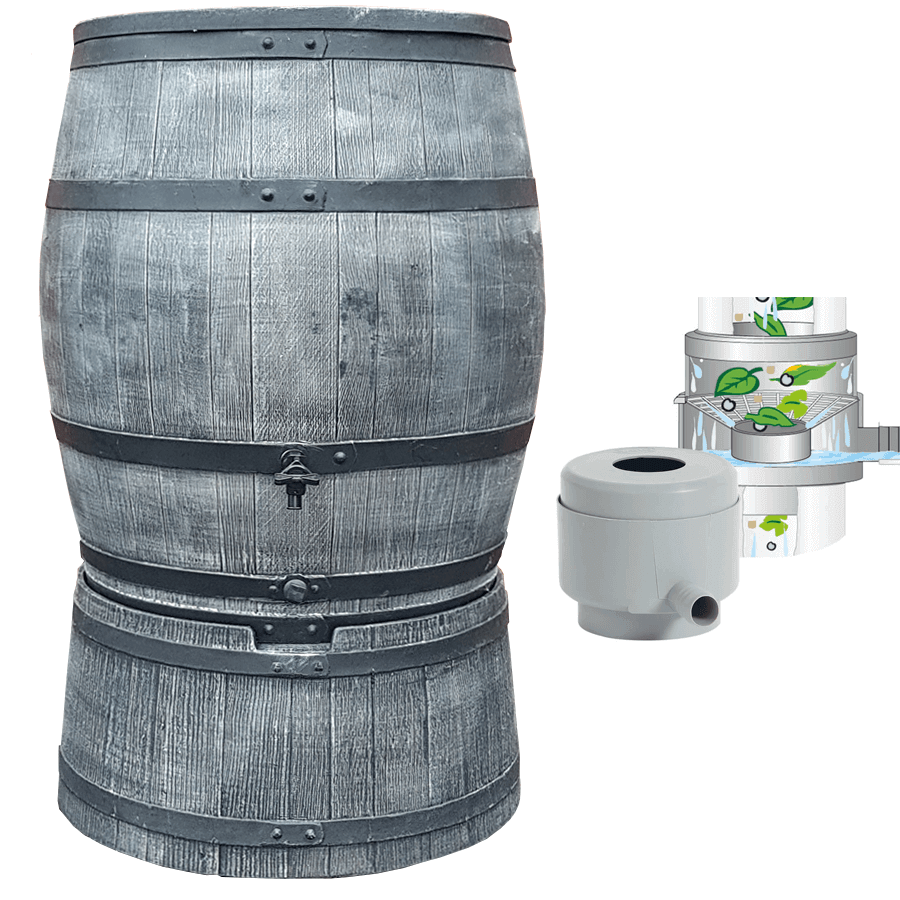 Roto Regentonset Roto 350 liter + Voet + Vulautomaat - Grijs