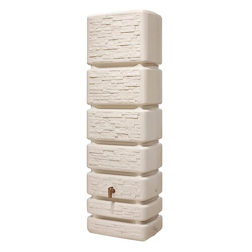 4Rain Regenton Slim 350 liter - Stone Decor - Beige
