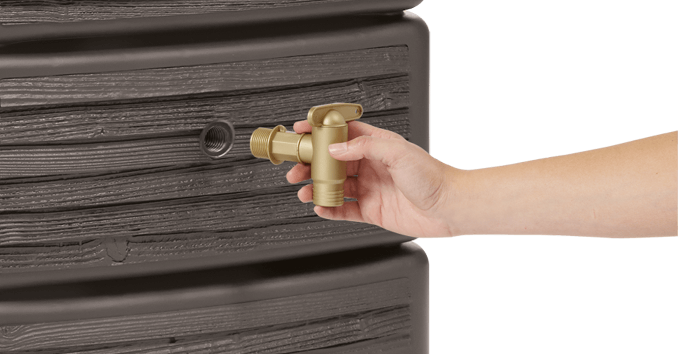 4Rain Regenton Slim - Wood Decor Dark - 350 Liter