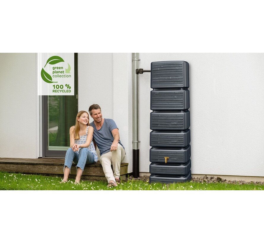 Regenton Slim - Wood Decor Antraciet - 350 Liter