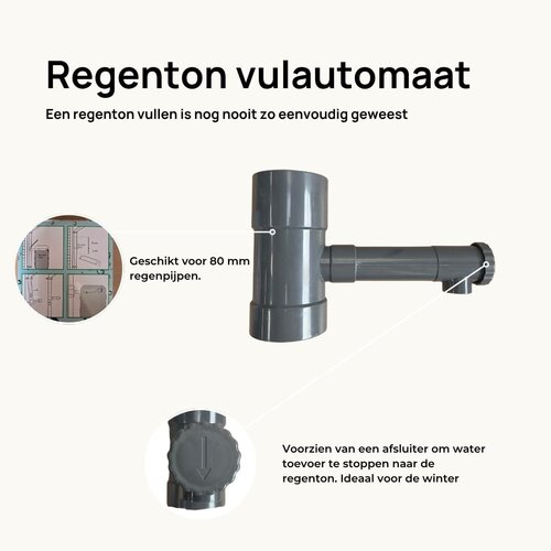 Meuwissen Agro Regenton vulautomaat - 80 mm - Grijs - Afsluiter