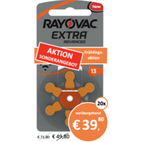 Rayovac 13 (PR48) Extra Advanced  - 20 Päckchen (120 Batterien)