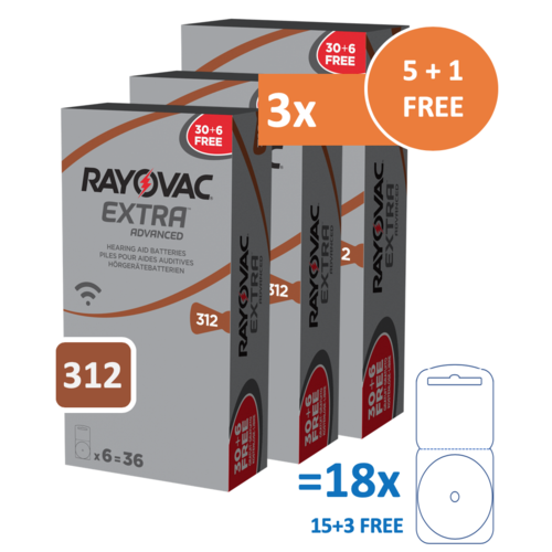 Rayovac Rayovac 312 Extra Advanced – 15 packs + 3 Free Rayovac Rayovac 312 Extra Advanced – 15 packs + 3 Free