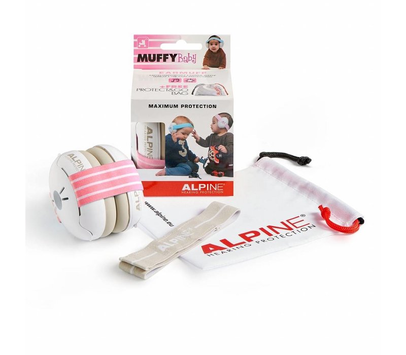 Alpine Muffy Baby Hearing Protection - Pink band (with extra gray band)