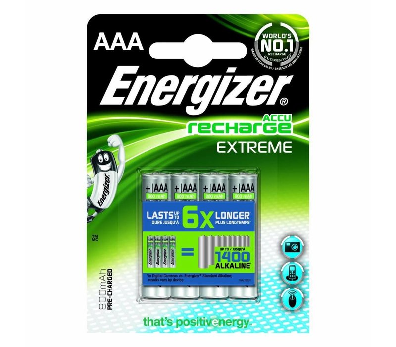 Energizer Recharge Extreme AAA 800mAh (HR03) - 1 collis (4 piles)