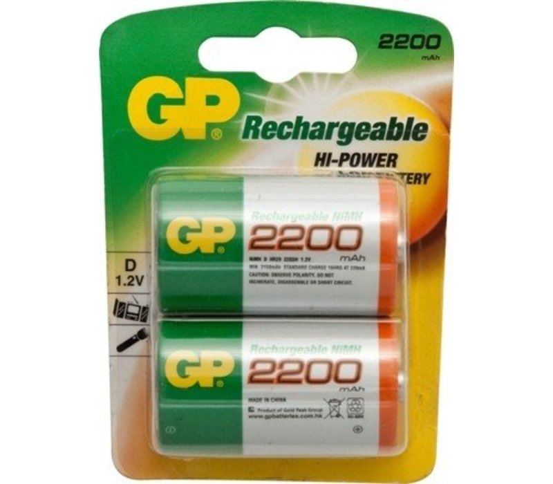 GP D 2200mAh rechargeable (HR20) - 1 pakje (2 batterijen)