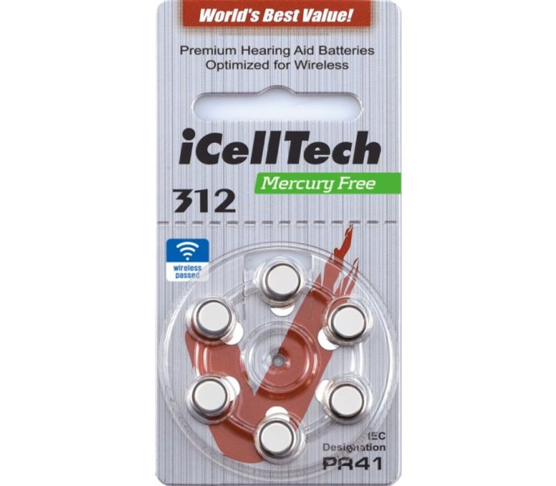 iCellTech 312DS (PR41) Platinum - 1 blister (6 batteries)