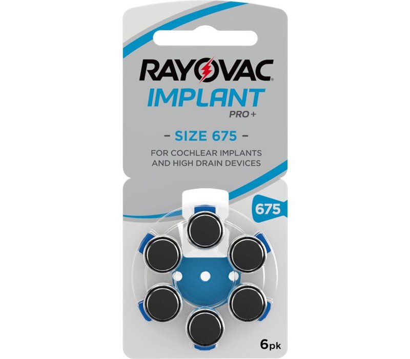 Rayovac 675+ (PR44) Cochlear Implant Pro Plus - 1 colis (6 piles implant cochléaire)