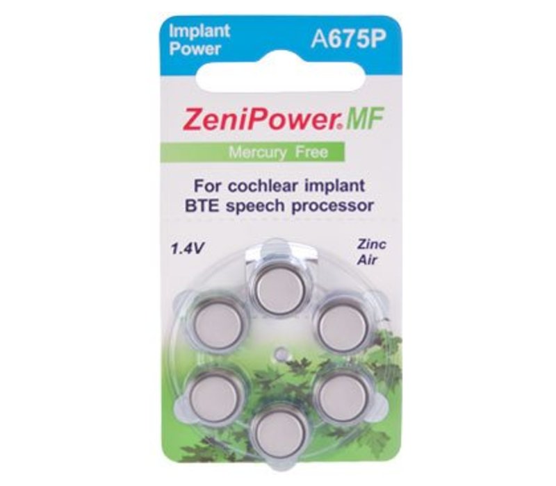 ZeniPower A675P Cochlear - 1 colis (6 piles)