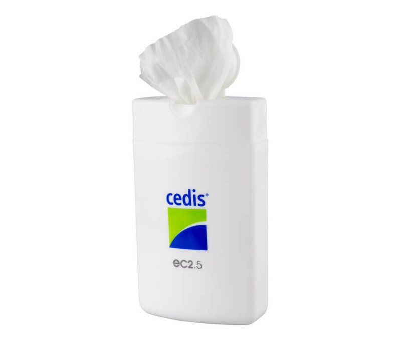 Cedis cleansing wipes (25x) in a handy compact dispenser