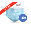 Face mask type II, mouth mask 3-layer, 10 pieces. Single use with earring.