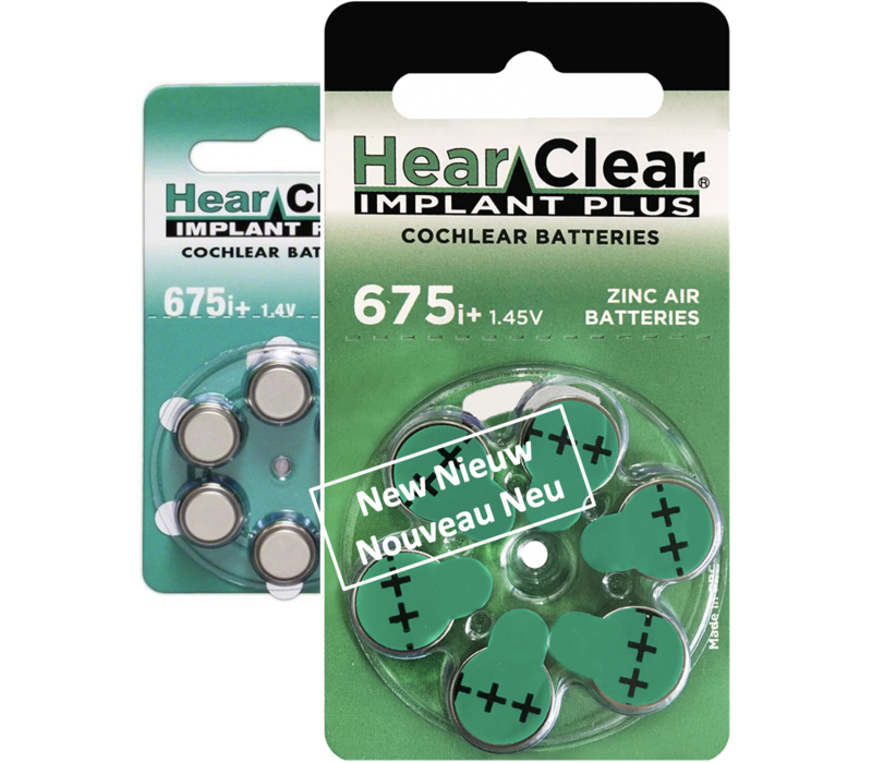 HearClear 675i+ (PR44) Implant Plus - 10 blisters (60 cochlear implant batteries)