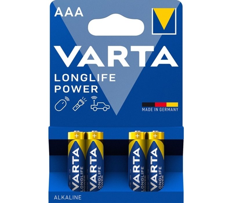 Varta LongLife Power Alkaline AAA LR03 - 1 collis - 4 piles