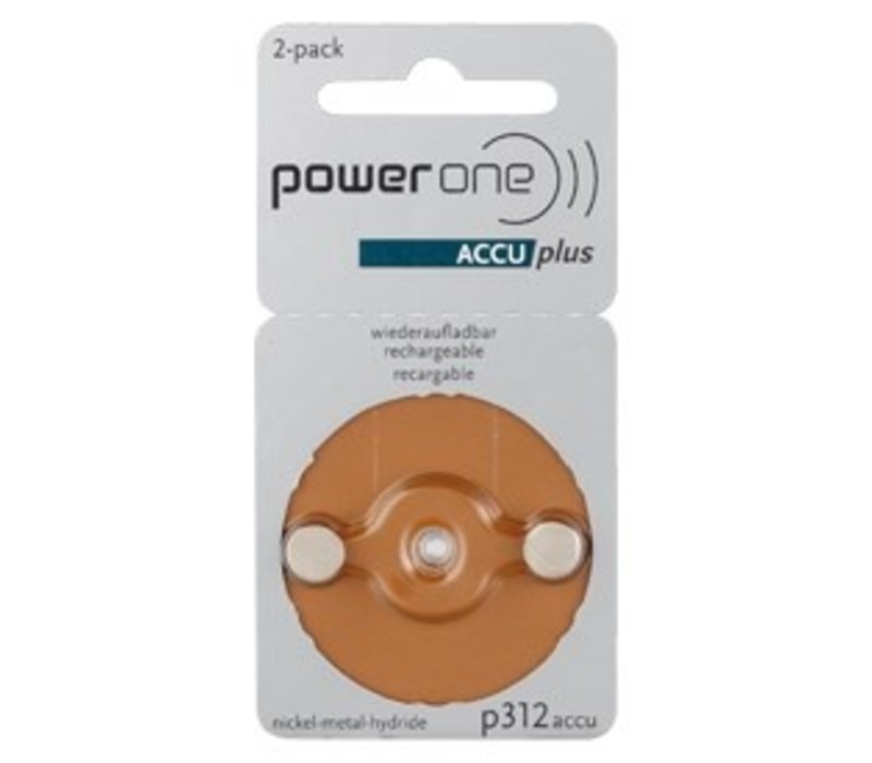 PowerOne p312 ACCUplus (PR41) – 1 blister (2 rechargeable batteries)