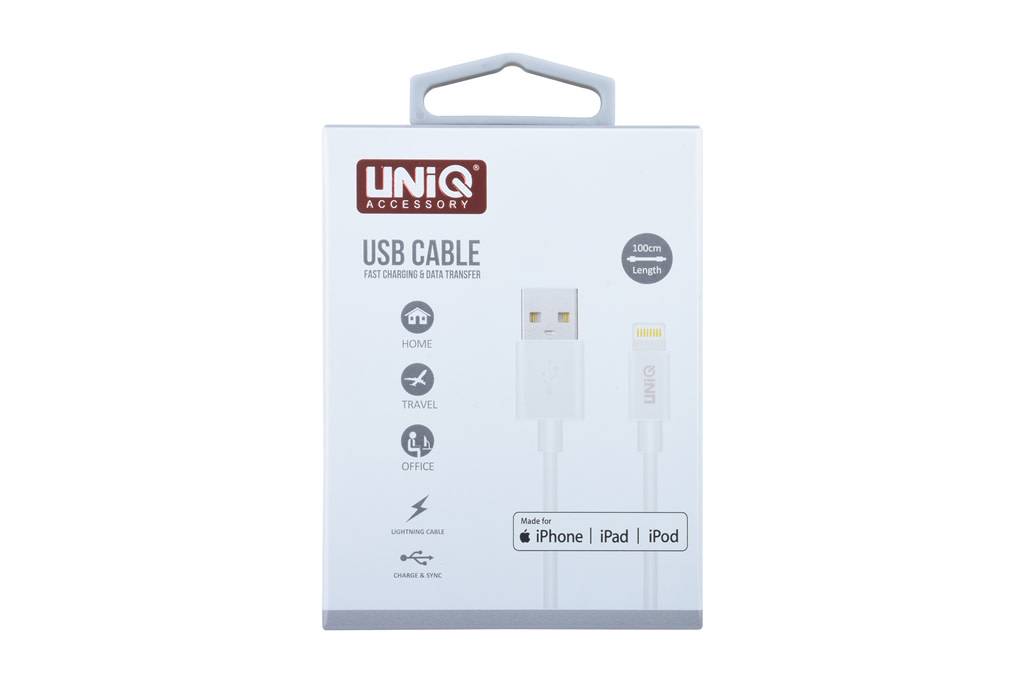 UNIQ Accessory UNIQ Accessory MFI Lightning USB Kabel 2.4A (1m) - Wit, foto 2 van 4