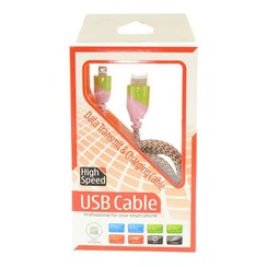 Lightning USB Kabel High Speed - Roze-Groen (8719273146699)