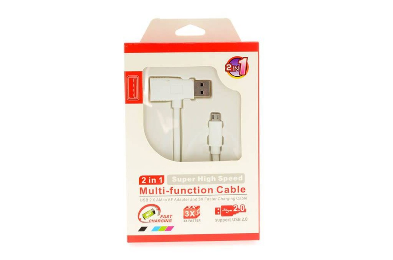 2 in 1 USB Kabel USB port - Wit (8719273146705 ) 2 in 1 USB Kabel USB port - Wit (8719273146705 )