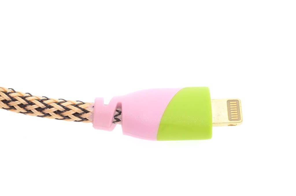 Lightning USB Kabel High Speed - Roze-Groen (8719273146699), foto 3 van 4