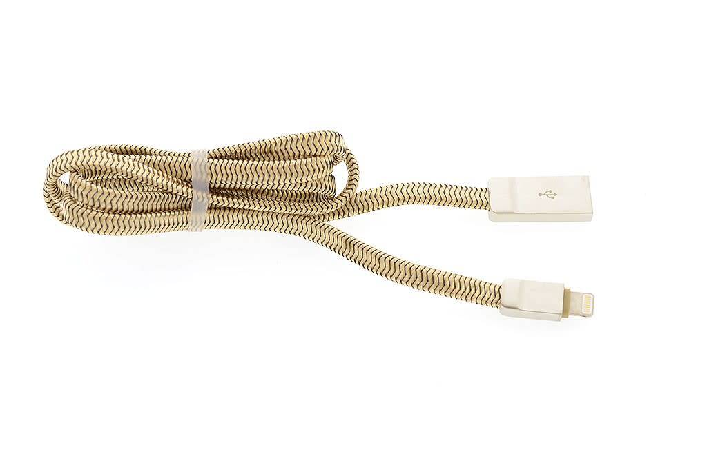 LDNIO braided lightning USB Kabel 1m - Goud, foto 2 van 3
